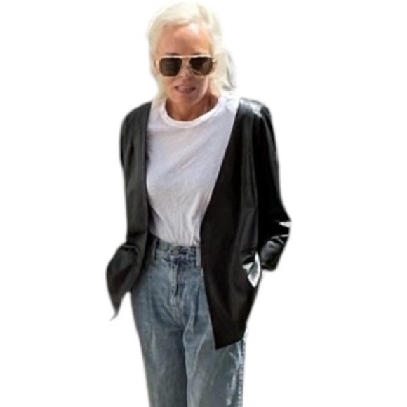 Smythe Kimono style black leather jacket/blazer in Sz 2 - Picture 9 of 10